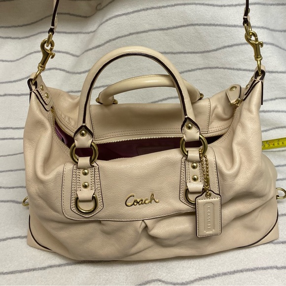 Coach Ashley Cream Leather Satchel - Picture 10 of 11